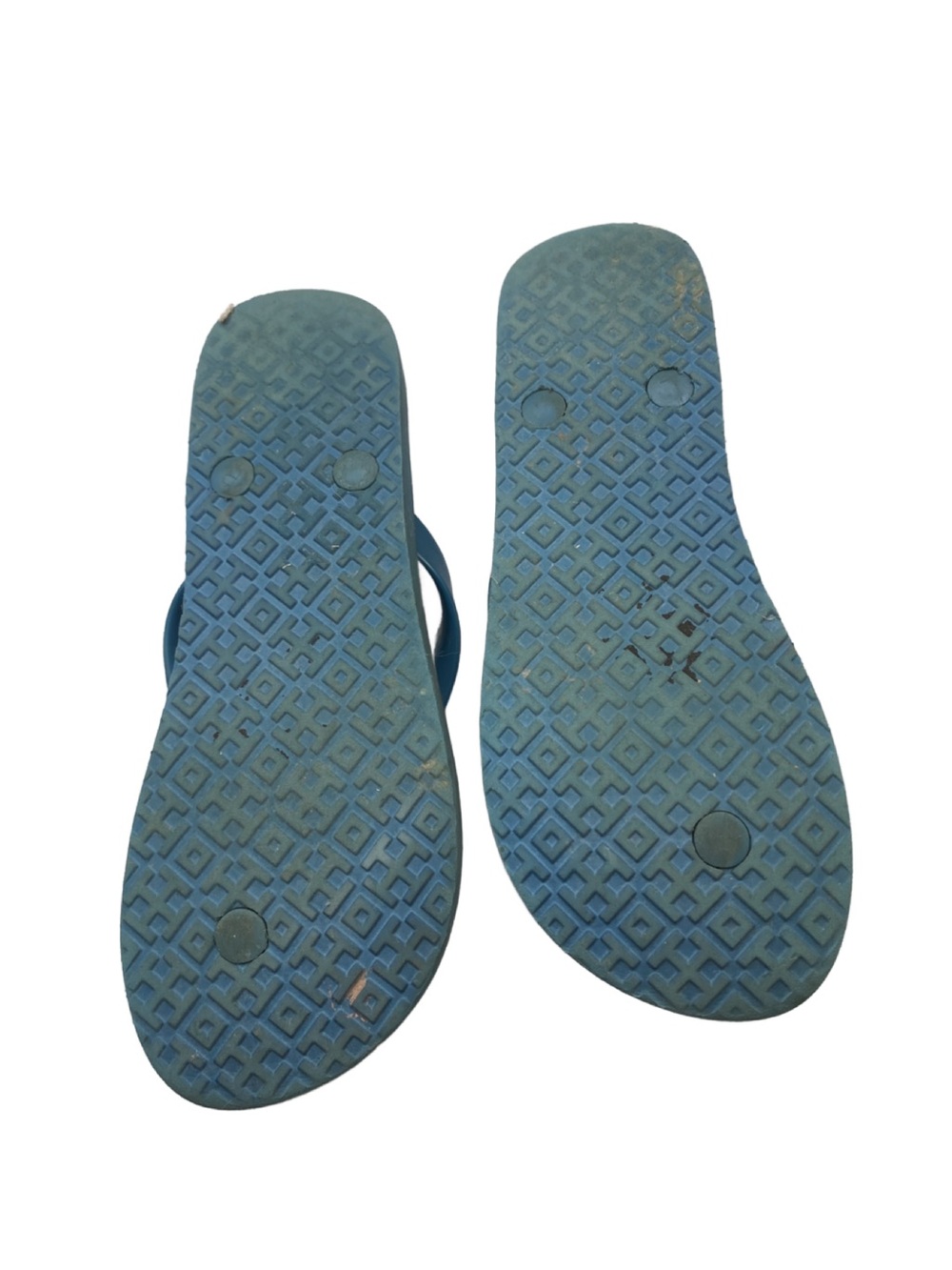 Tory Burch Teal Floral Logo Thong Sandals with Gold Emblem - Picture 4 of 6